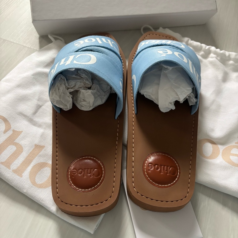 Chloe Blue Logo Slide Sandals - Picture 4 of 4